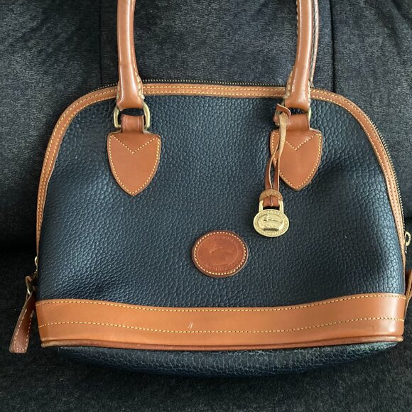 Vintage Dooney & Bourke Pebbled Leather Doctors Bag Satchel Navy Blue w/ Wallet - Picture 3 of 15